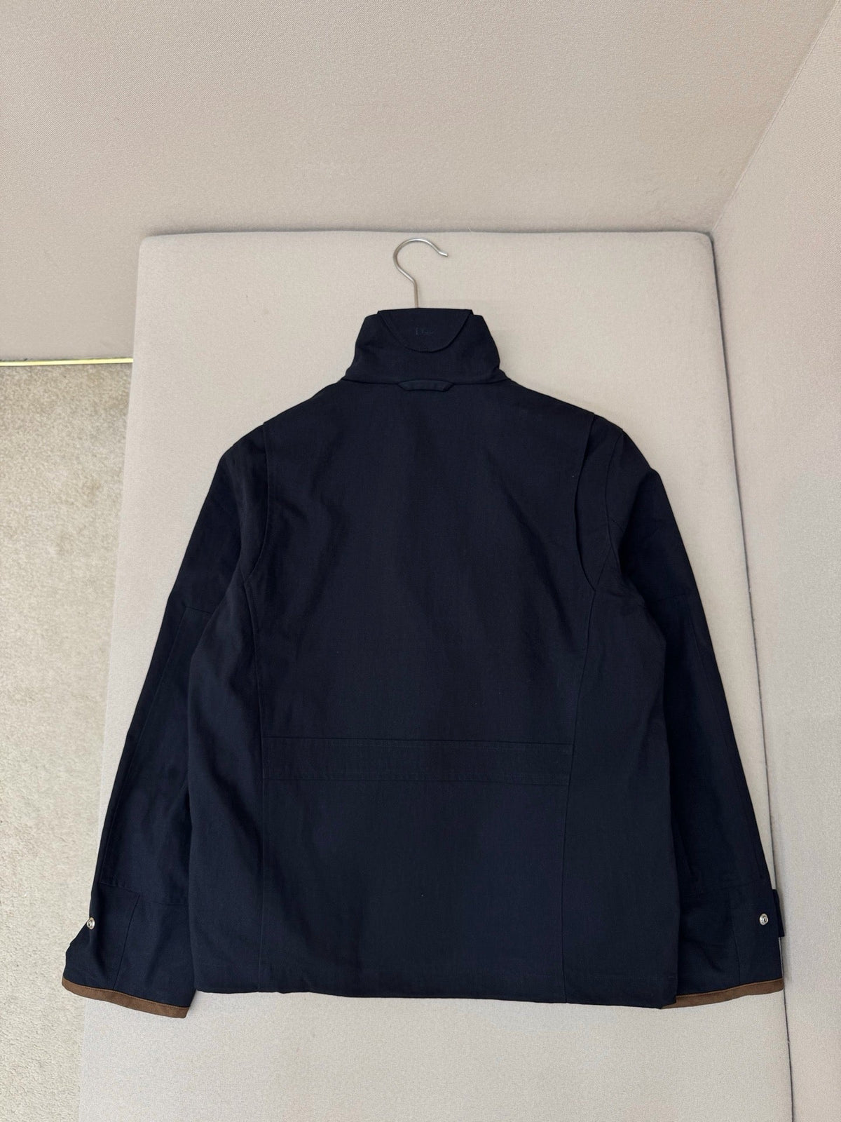 Navy Wool Stand Collar Blouson - Men's
