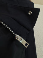 Navy Wool Stand Collar Blouson - Men's
