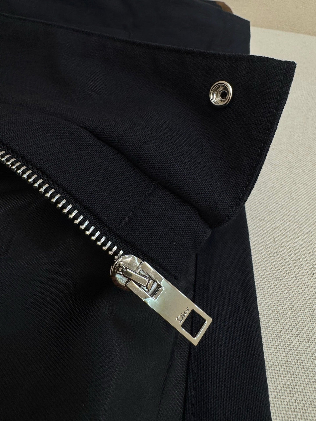 Navy Wool Stand Collar Blouson - Men's