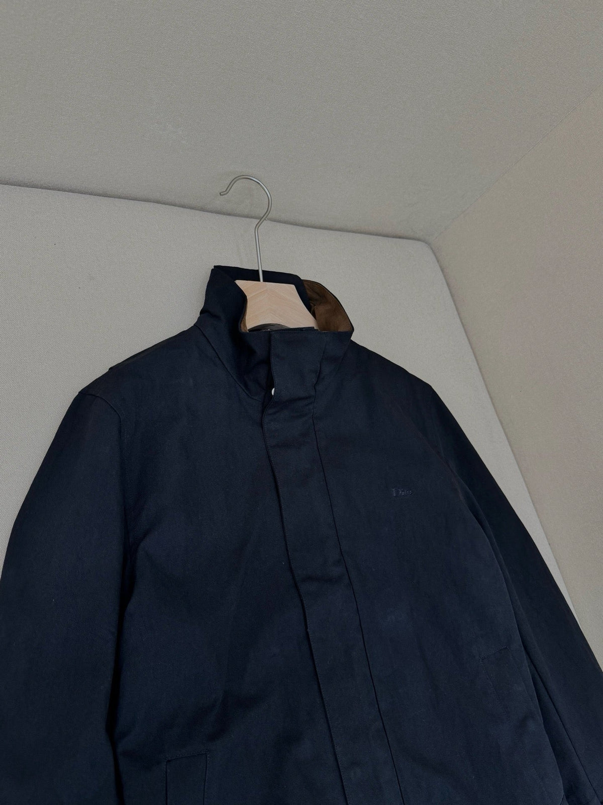 Navy Wool Stand Collar Blouson - Men's