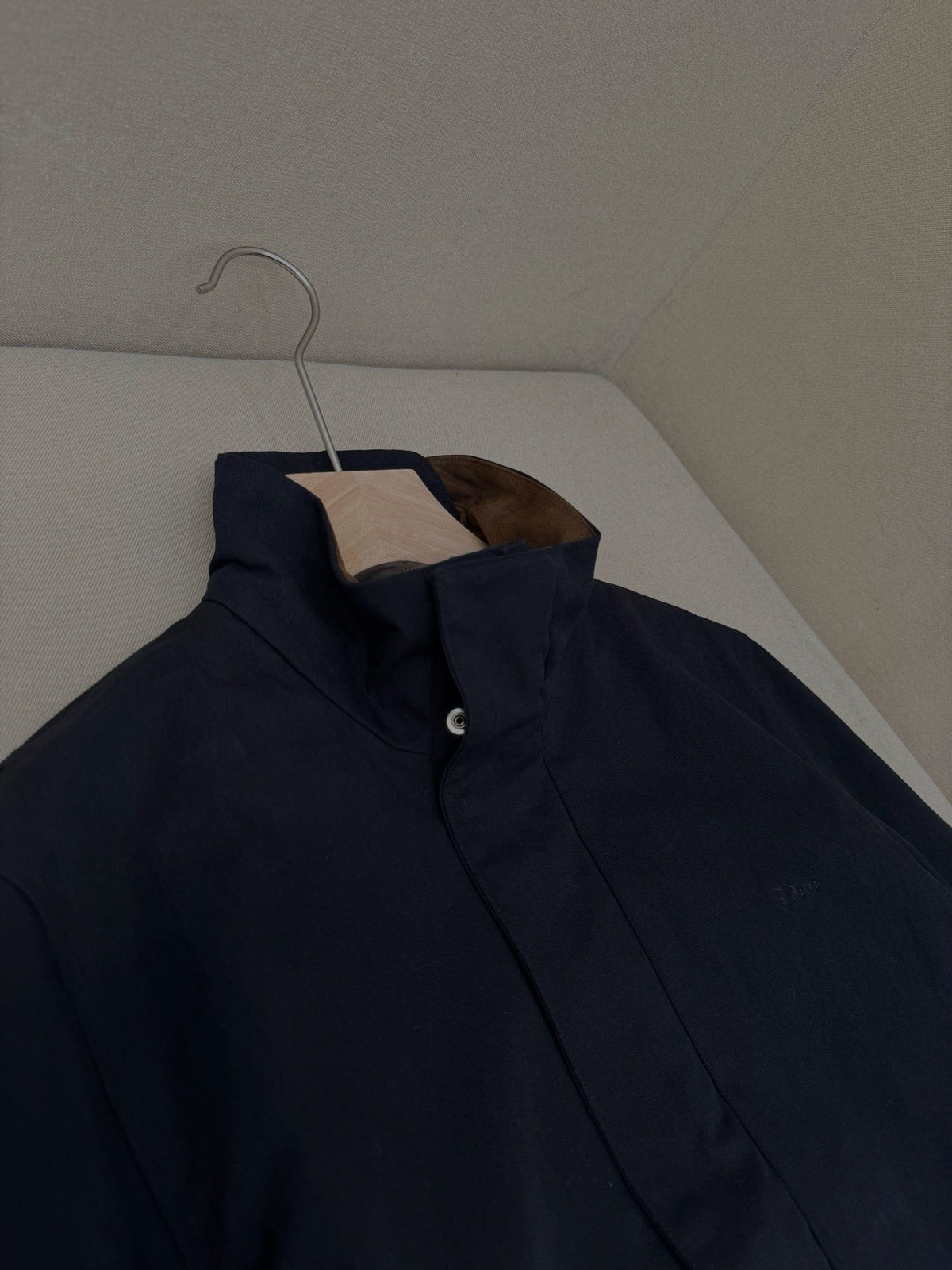 Navy Wool Stand Collar Blouson - Men's