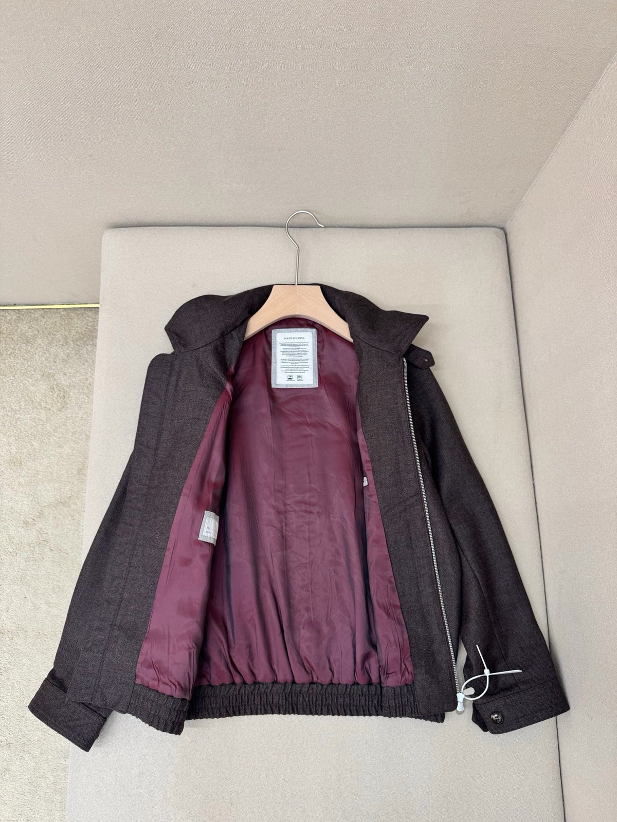 Grey Nylon Stand Collar Blouson - Men's