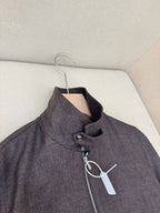 Grey Nylon Stand Collar Blouson - Men's