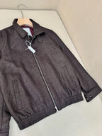 Grey Nylon Stand Collar Blouson - Men's