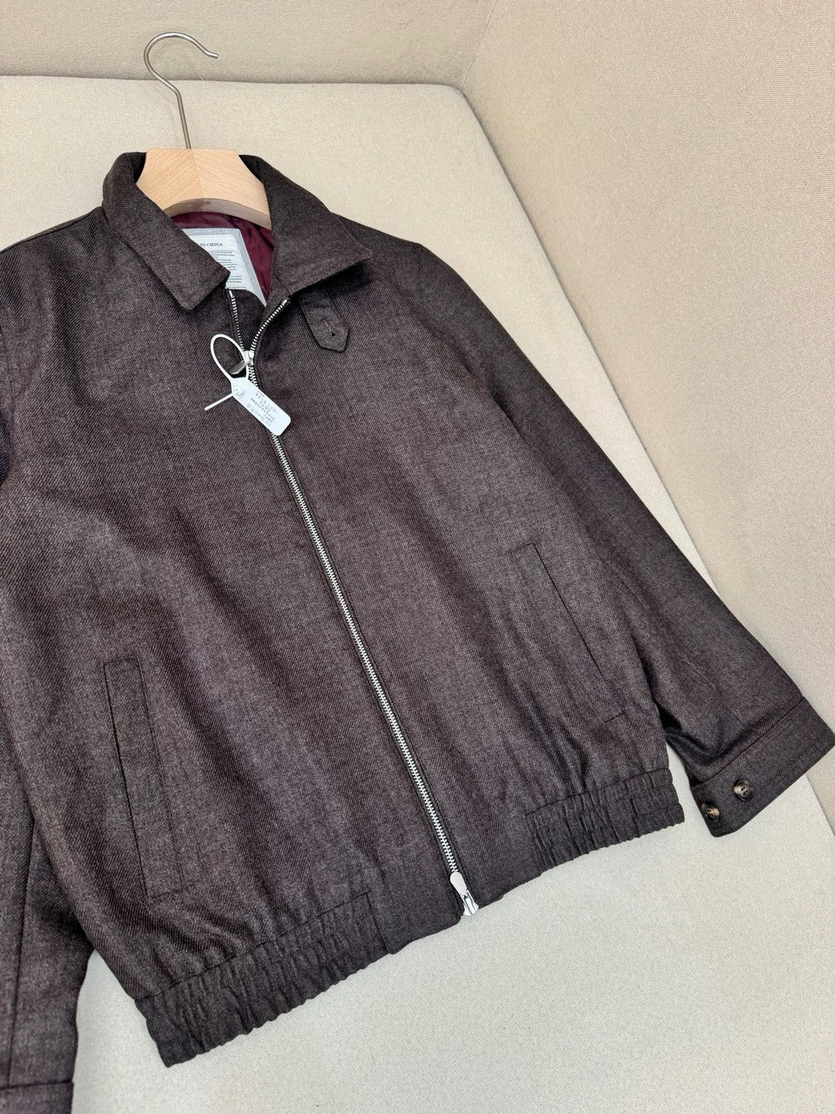 Grey Nylon Stand Collar Blouson - Men's