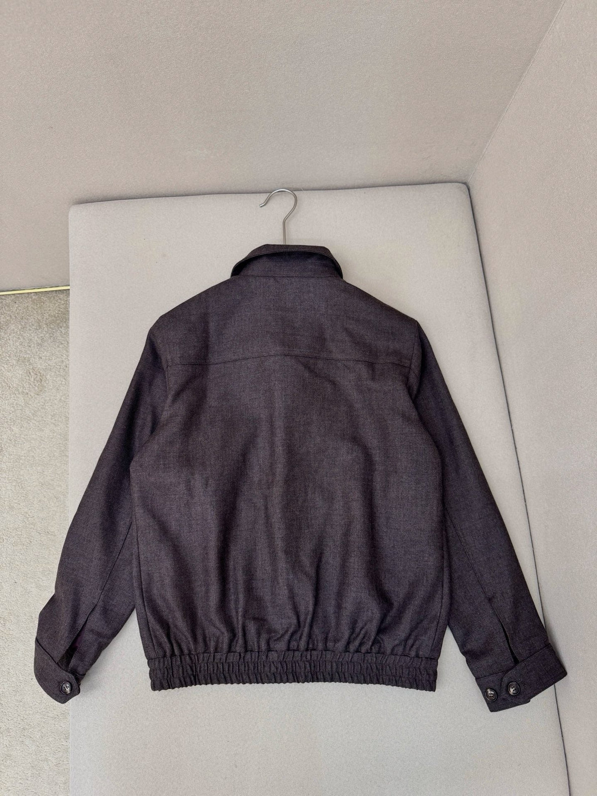Grey Nylon Stand Collar Blouson - Men's