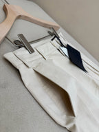 Cream Cotton Pleated Wide-Leg - Men's