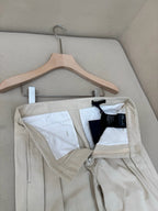 Cream Cotton Pleated Wide-Leg - Men's