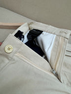 Cream Cotton Pleated Wide-Leg - Men's