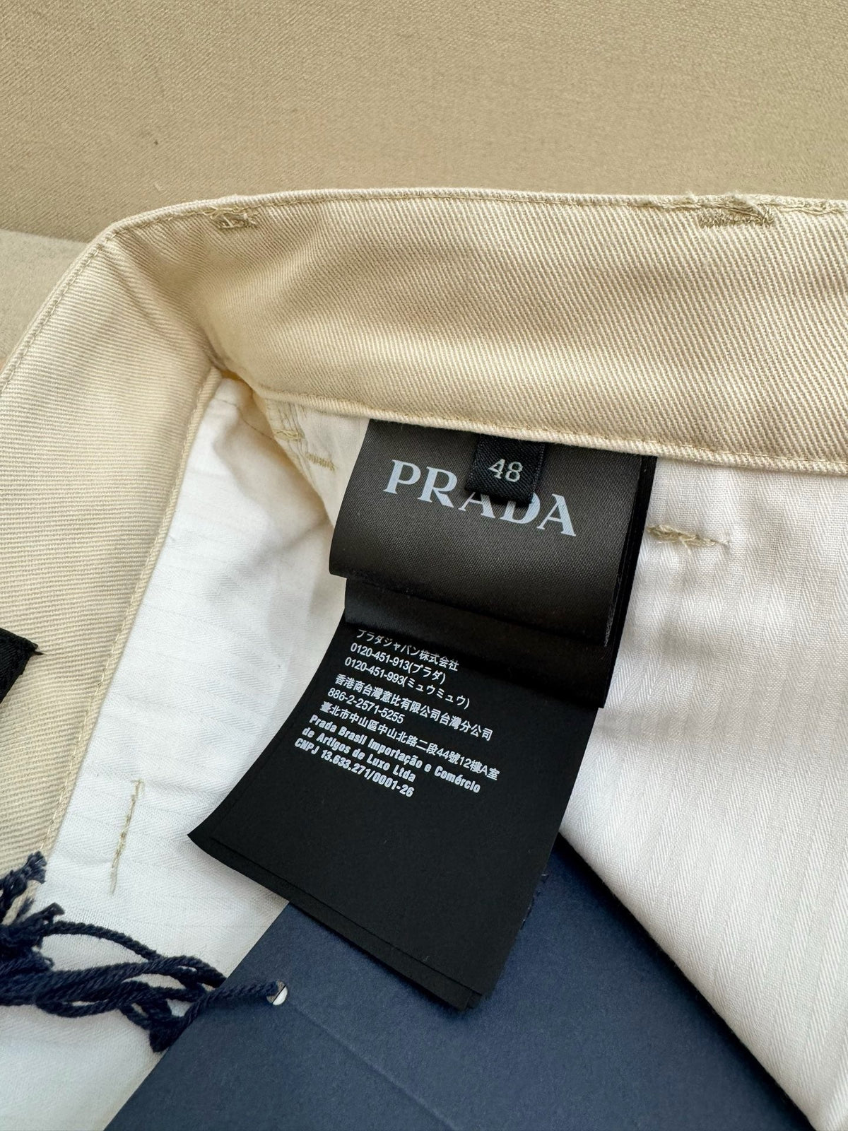 Cream Cotton Pleated Wide-Leg - Men's