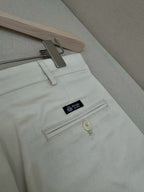 Cream Cotton Pleated Wide-Leg - Men's