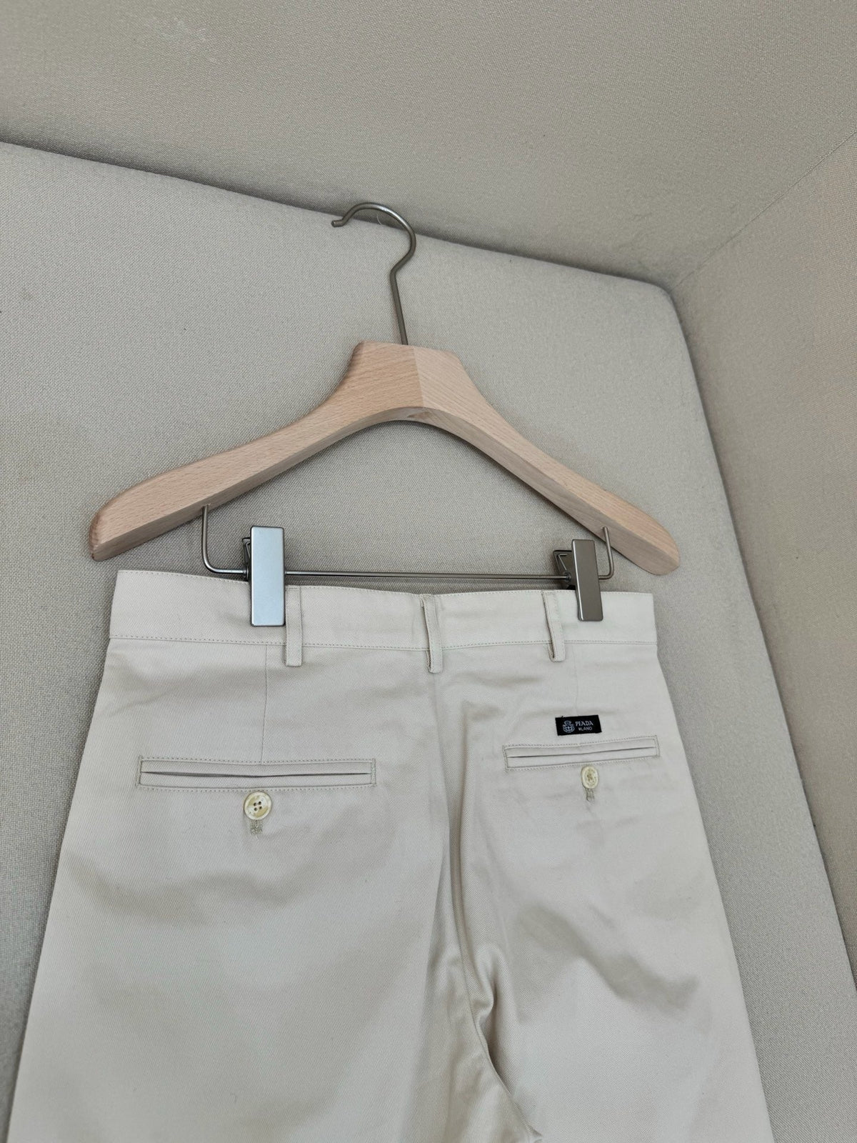 Cream Cotton Pleated Wide-Leg - Men's
