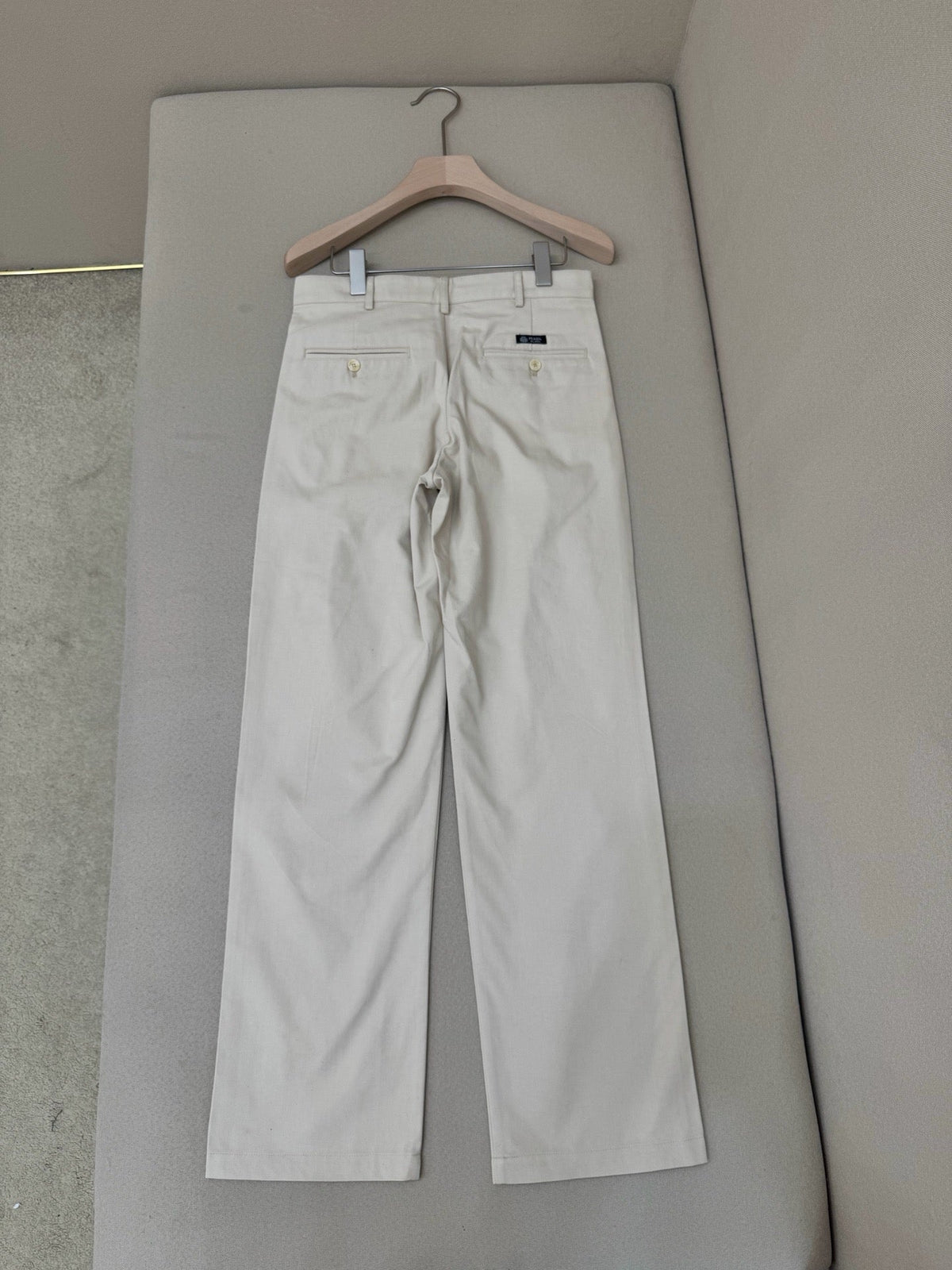 Cream Cotton Pleated Wide-Leg - Men's