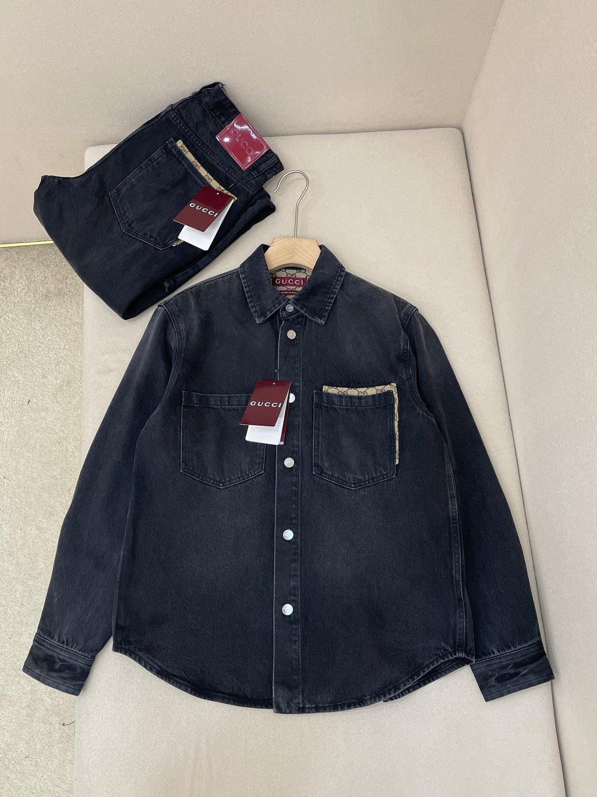 Black Denim Pocket Long-Sleeve - Men's