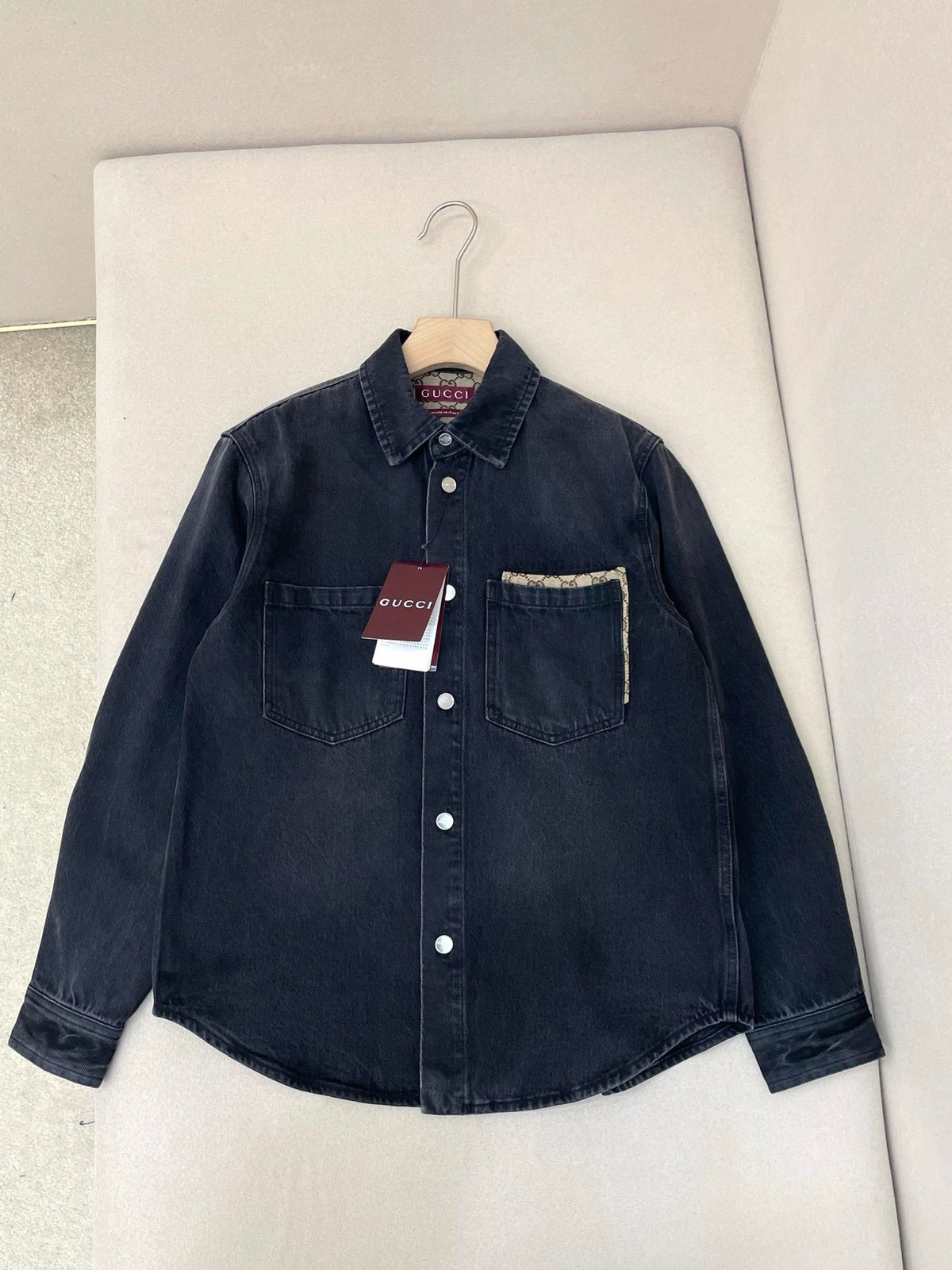 Black Denim Pocket Long-Sleeve - Men's