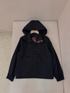Black Nylon Plain Hooded - Men's