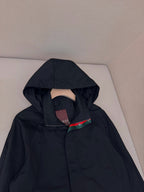 Black Nylon Plain Hooded - Men's