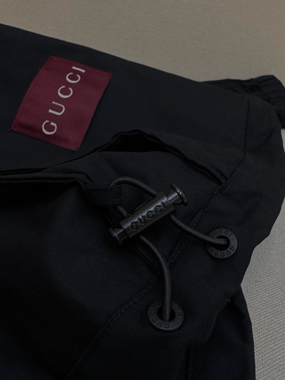 Black Nylon Plain Hooded - Men's