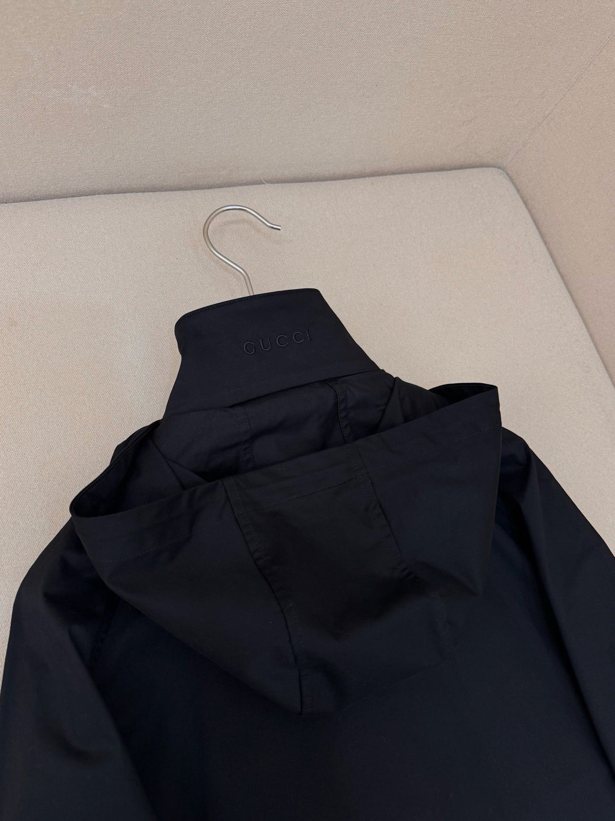 Black Nylon Plain Hooded - Men's