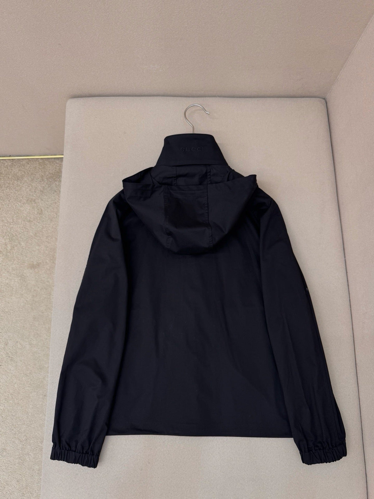 Black Nylon Plain Hooded - Men's