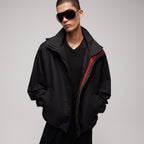 Black Nylon Plain Hooded - Men's