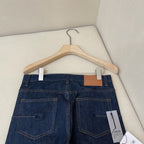 Blue Denim Monogram Hem Straight - Women's