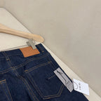 Blue Denim Monogram Hem Straight - Women's