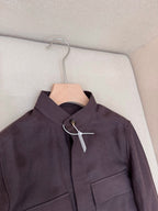 Brown Wool Plain Shirt Jacket - Men's