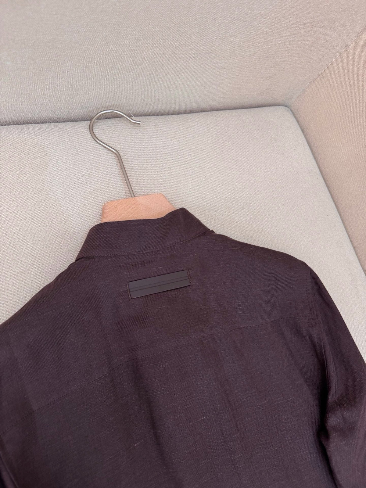 Brown Wool Plain Shirt Jacket - Men's