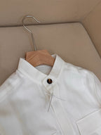 Brown Wool Plain Shirt Jacket - Men's