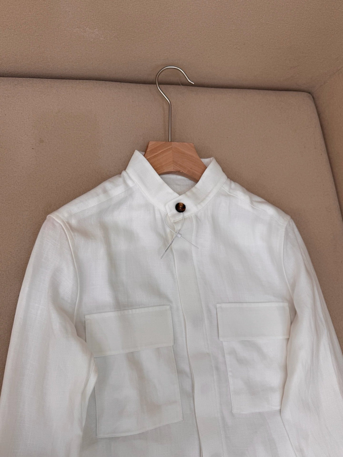 Brown Wool Plain Shirt Jacket - Men's