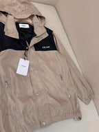 Beige Nylon Colourblock Hooded - Men's