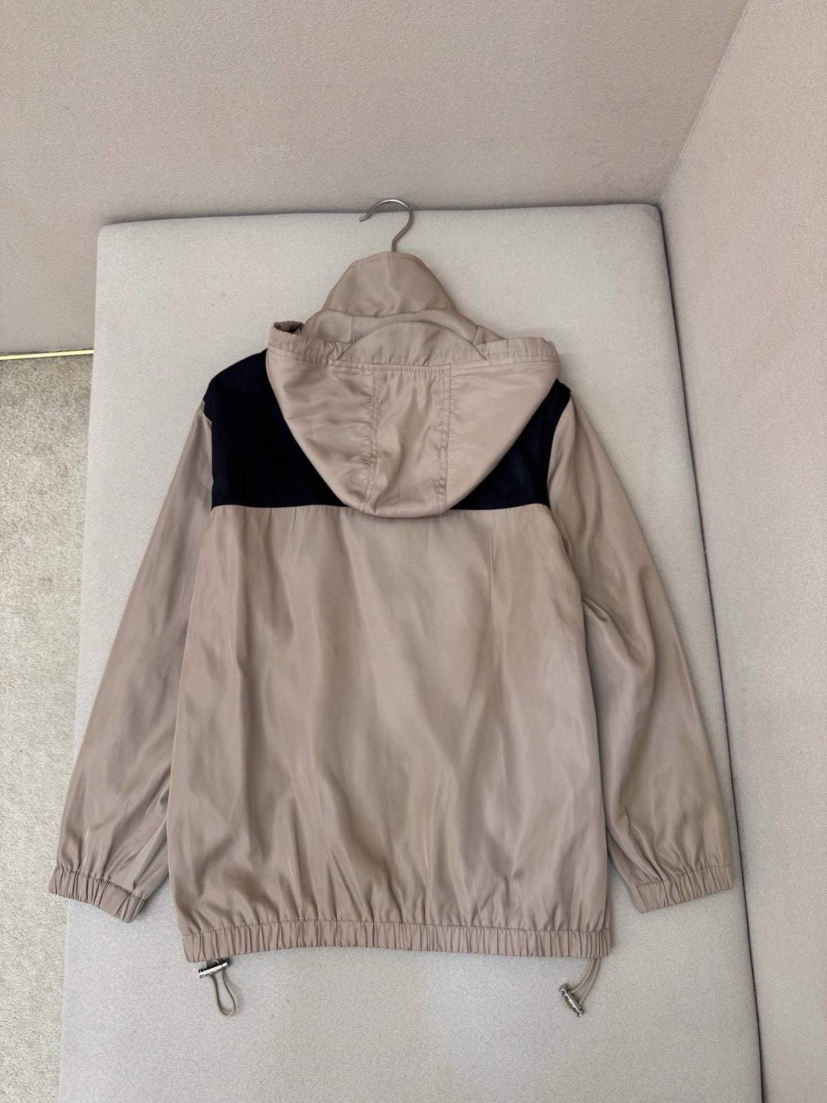 Beige Nylon Colourblock Hooded - Men's