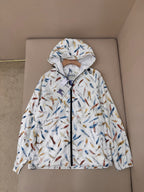 White Nylon Print Hooded - Men's