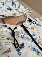 White Nylon Print Hooded - Men's