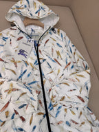 White Nylon Print Hooded - Men's
