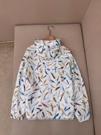 White Nylon Print Hooded - Men's