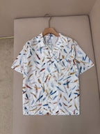 White Silk Print Short-Sleeve - Men's