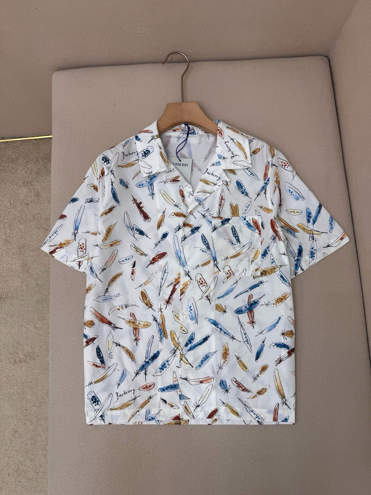 White Silk Print Short-Sleeve - Men's