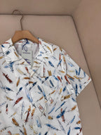White Silk Print Short-Sleeve - Men's