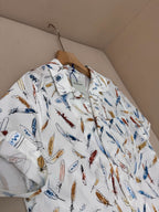 White Silk Print Short-Sleeve - Men's
