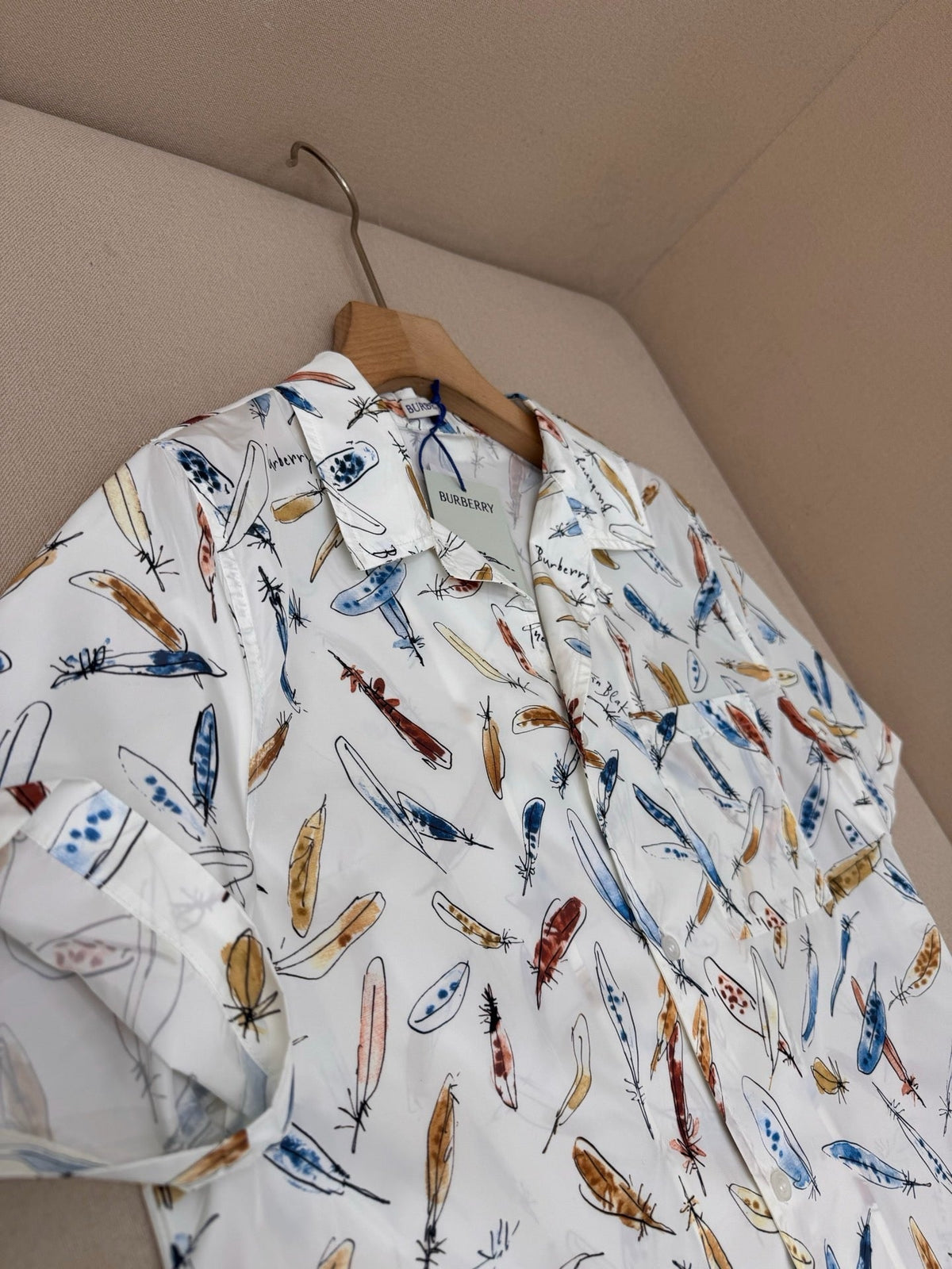 White Silk Print Short-Sleeve - Men's