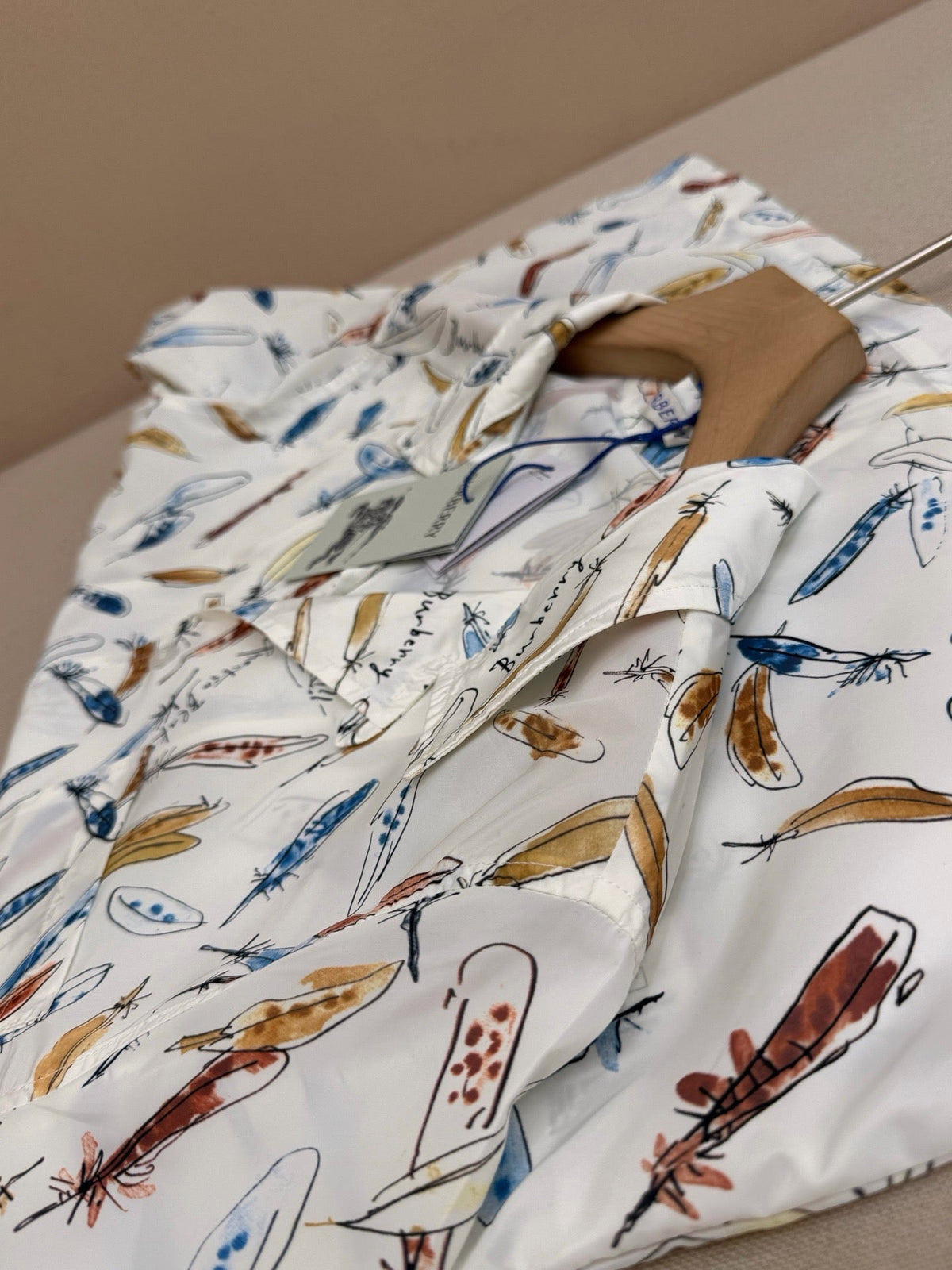 White Silk Print Short-Sleeve - Men's