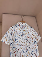 White Silk Print Short-Sleeve - Men's