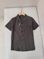 Brown Cotton Camp Collar Short-Sleeve - Men's