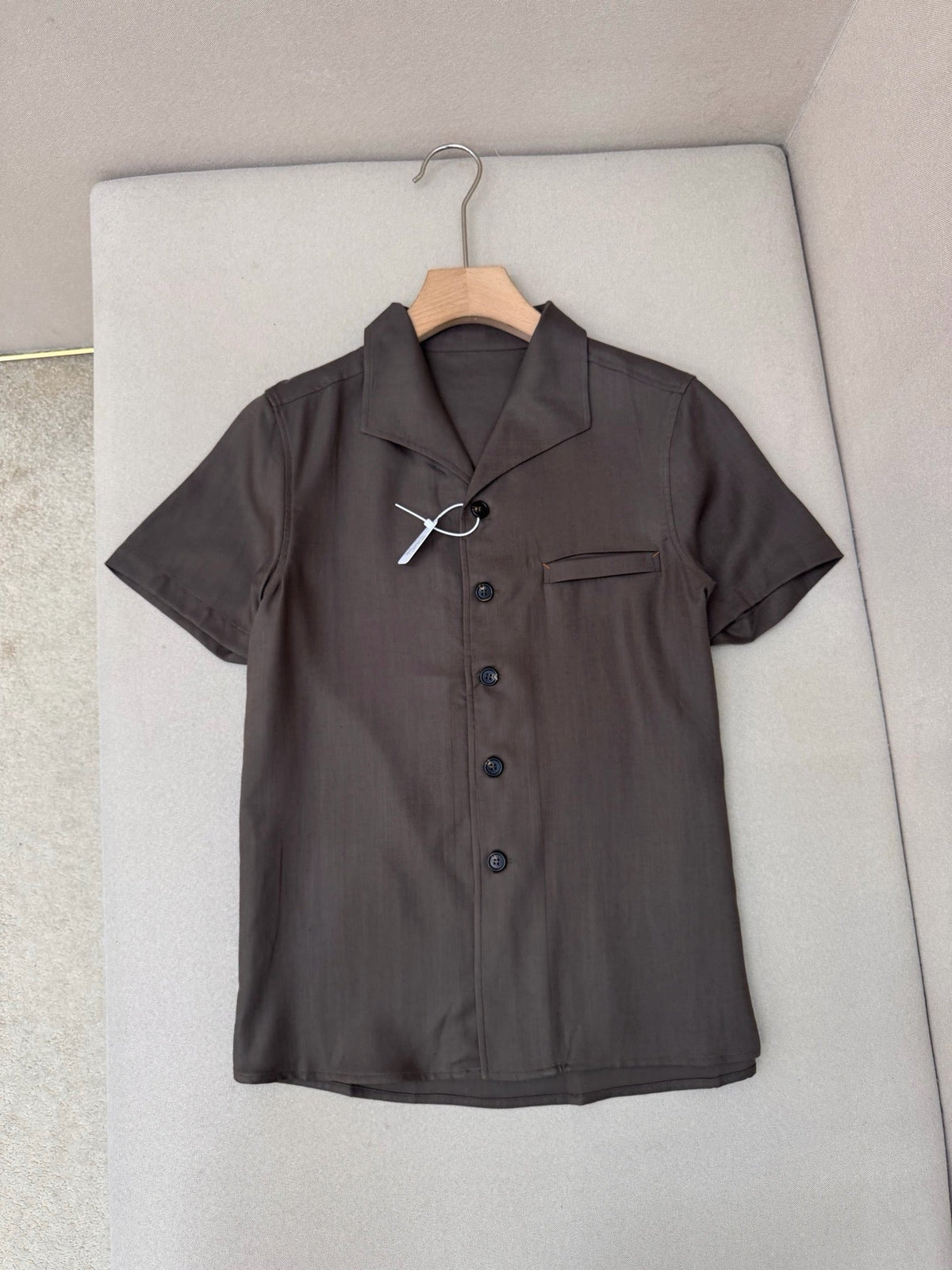 Brown Cotton Camp Collar Short-Sleeve - Men's