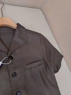 Brown Cotton Camp Collar Short-Sleeve - Men's