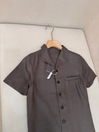 Brown Cotton Camp Collar Short-Sleeve - Men's