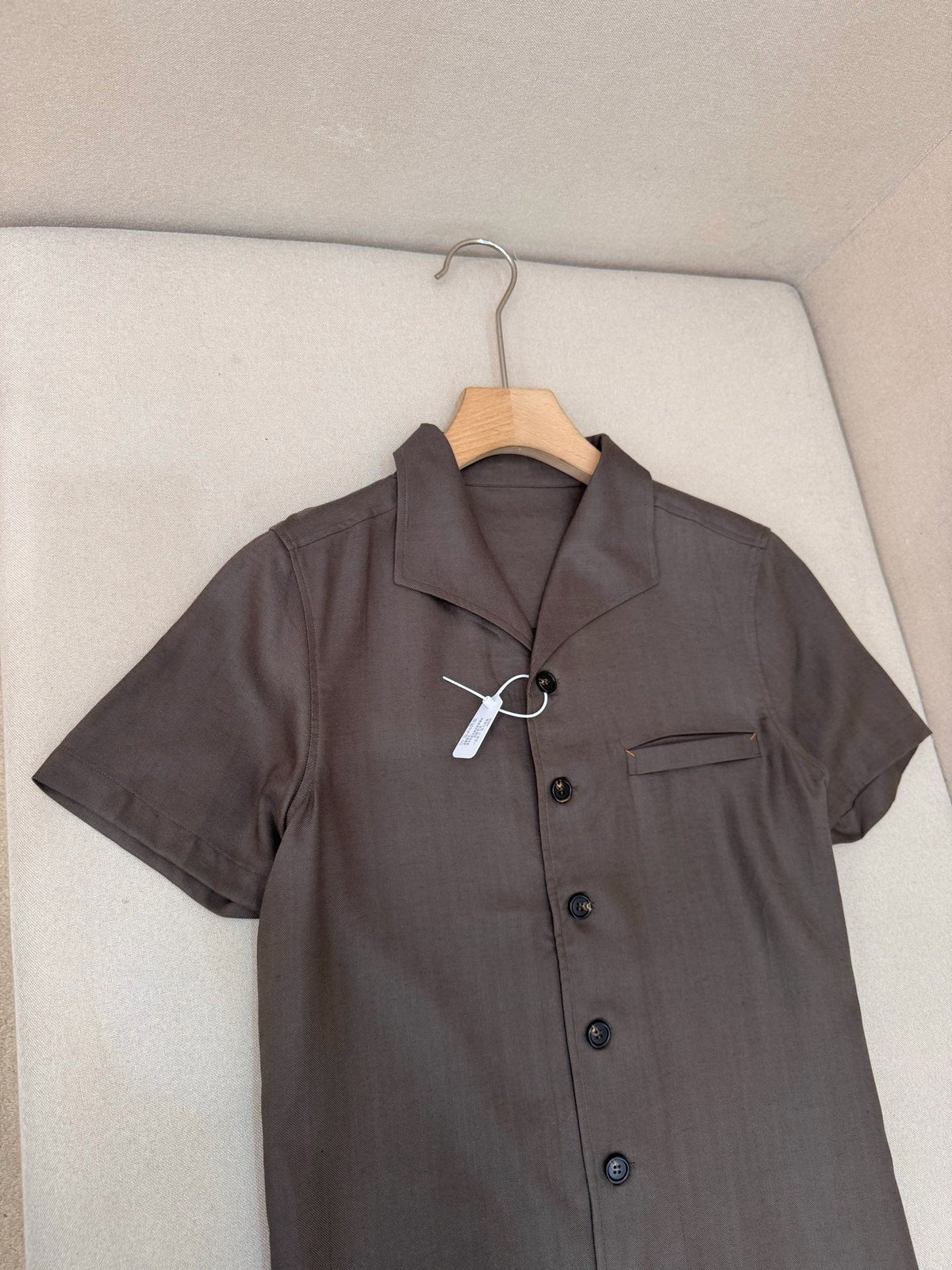 Brown Cotton Camp Collar Short-Sleeve - Men's