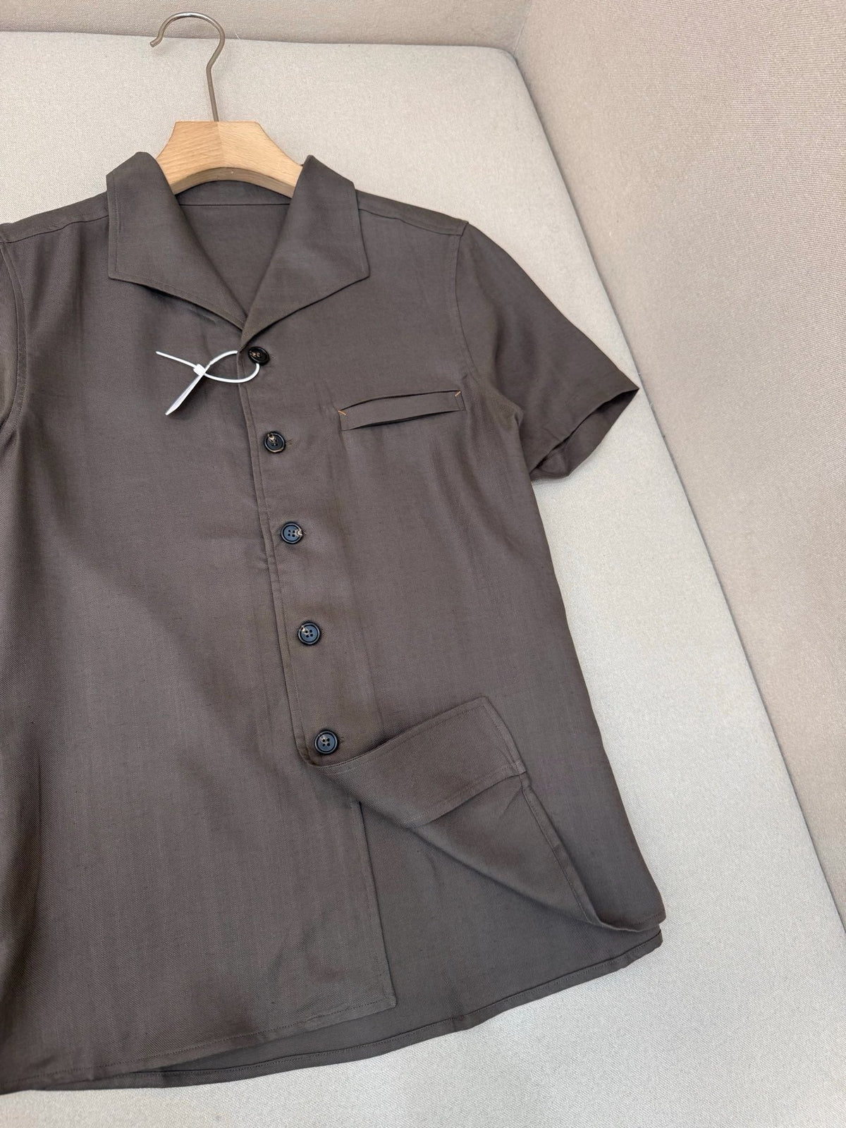 Brown Cotton Camp Collar Short-Sleeve - Men's